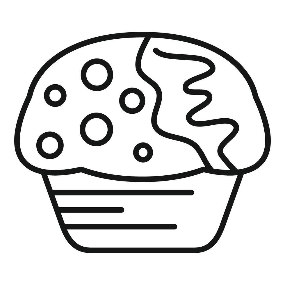 Line art illustration of a cupcake with toppings vector