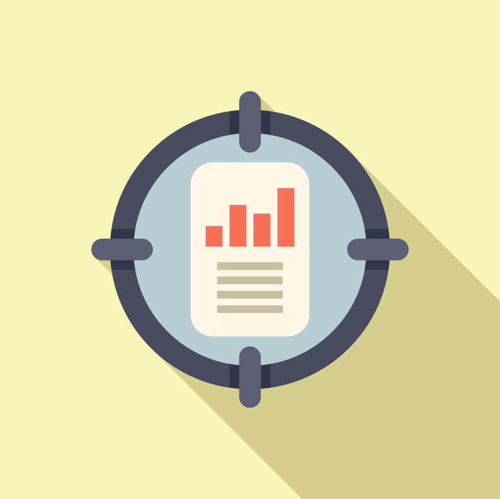 Flat icon of document with charts in focus vector