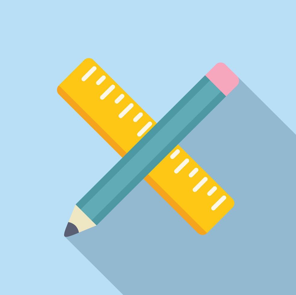 Ruler and pencil icon on blue background vector