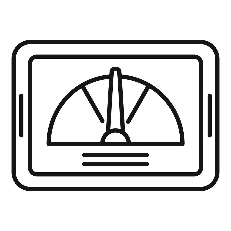 Linear icon of speedometer on digital device vector
