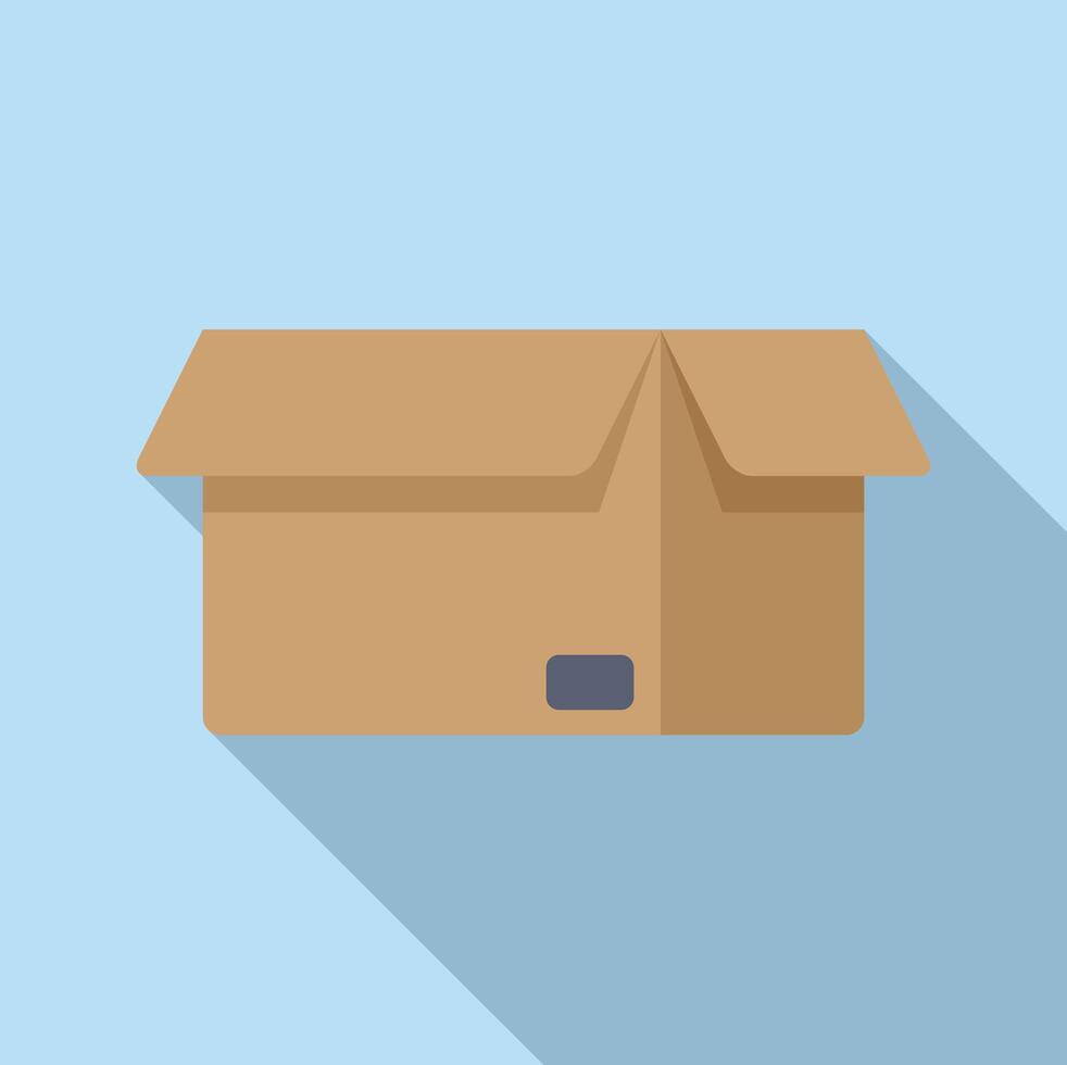 Flat design cardboard box icon on blue background vector