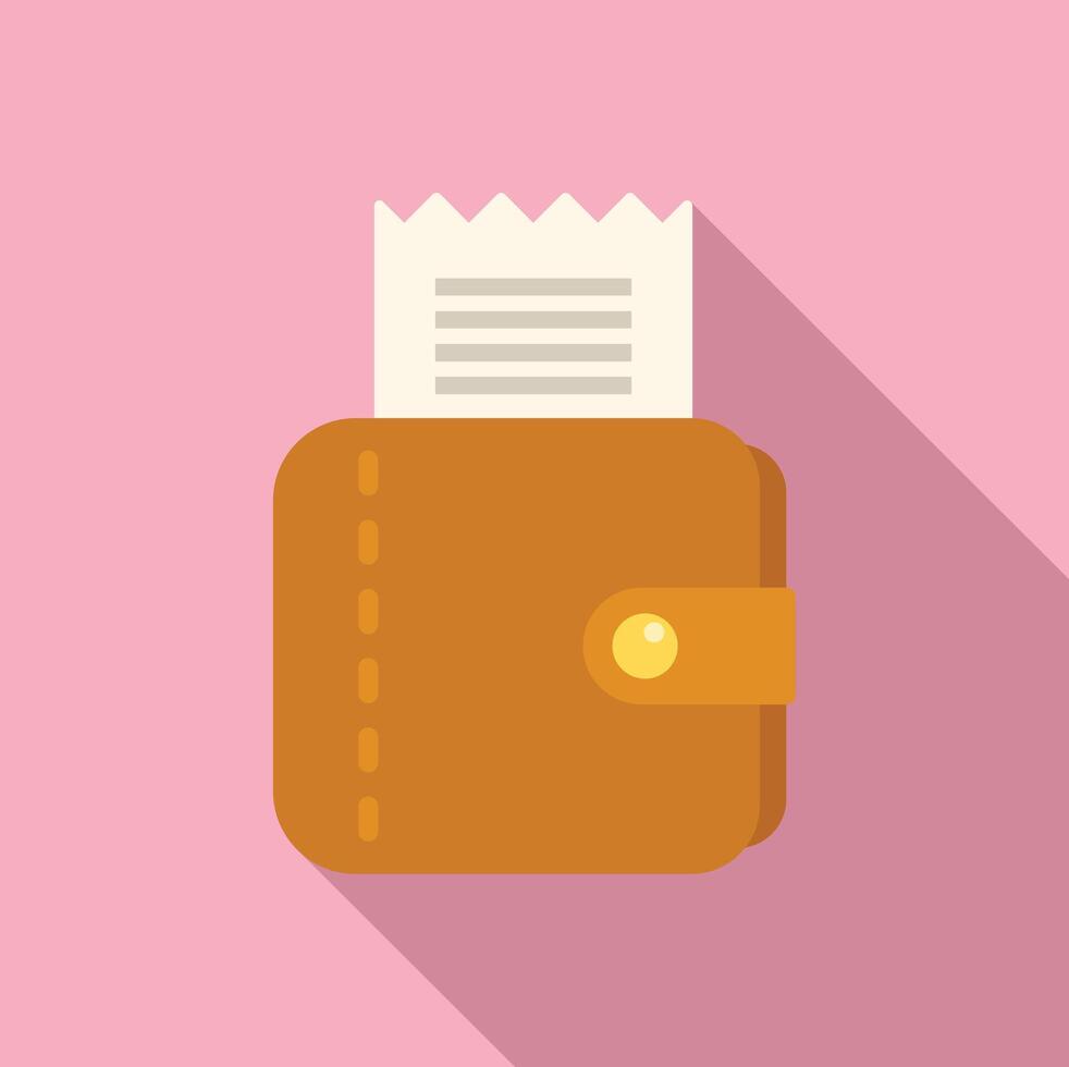 Flat design icon of a brown leather wallet vector