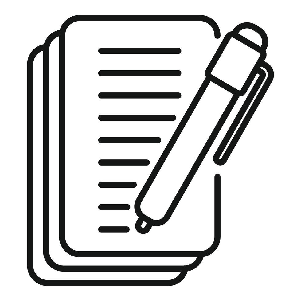 Outline icon of notepad and pencil vector