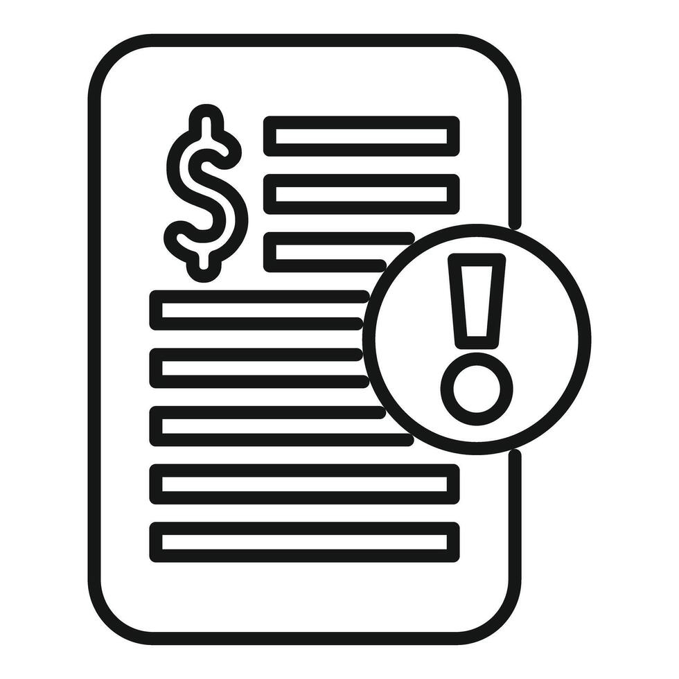 Financial document icon with exclamation mark vector