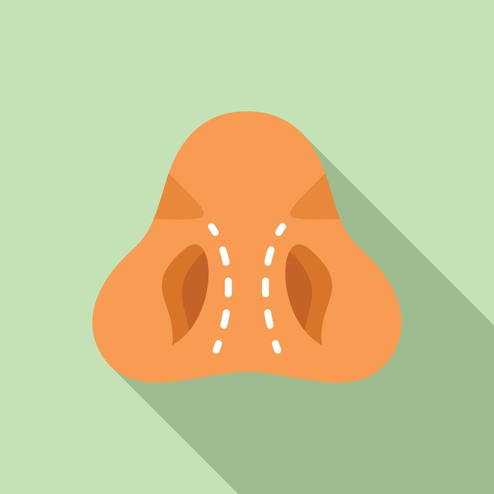 Flat design illustration of orange nose on green background vector
