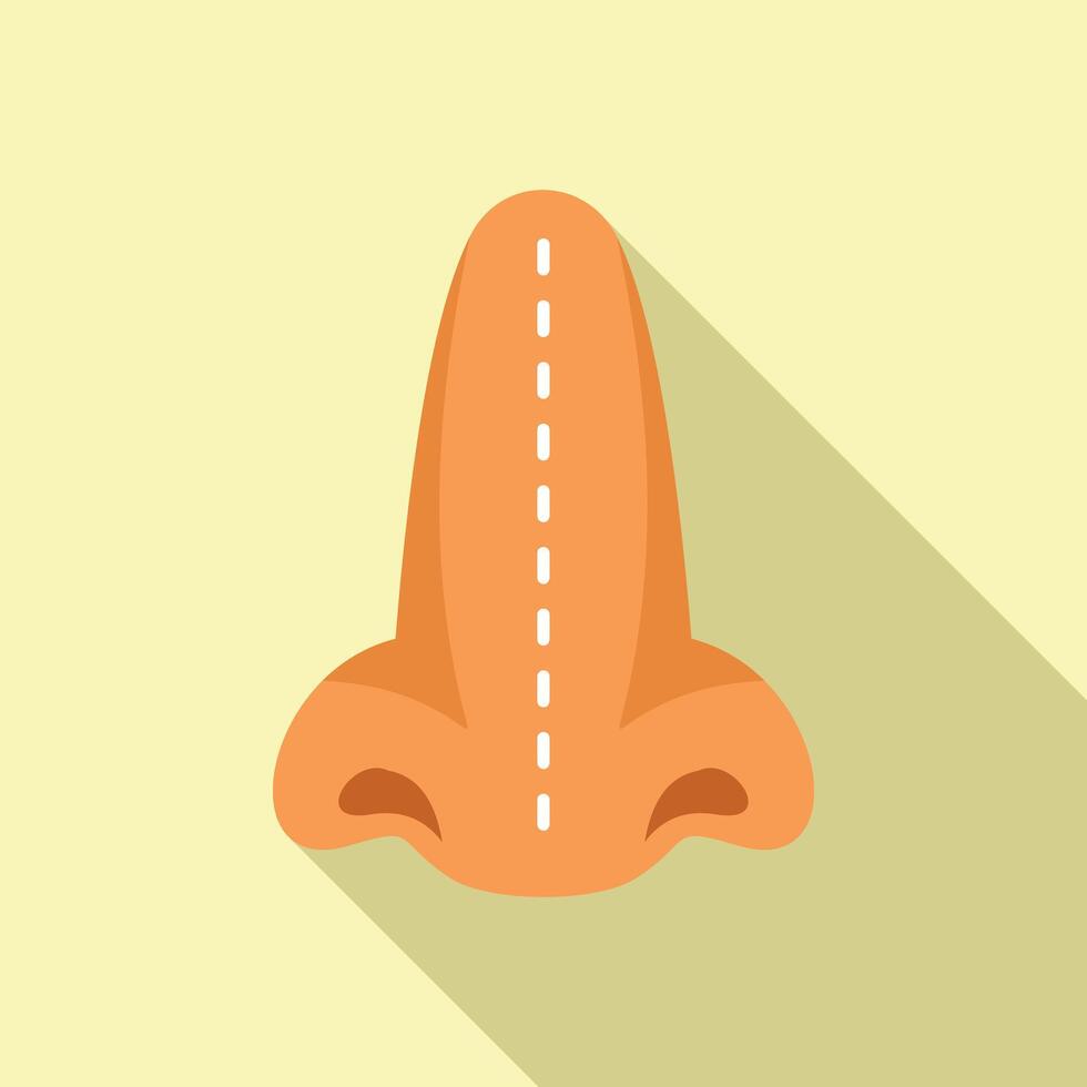 Flat design of a human nose icon with a shadow on a beige background vector