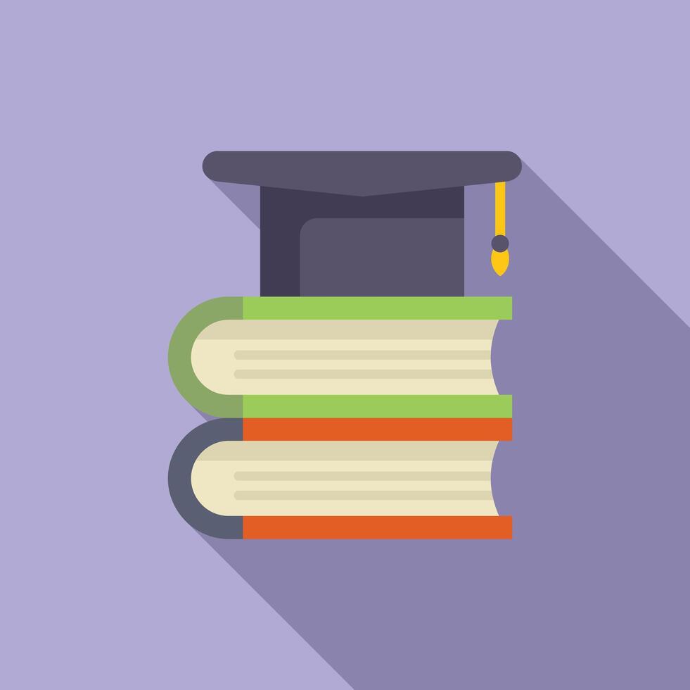 Graduation cap on stack of books illustration vector