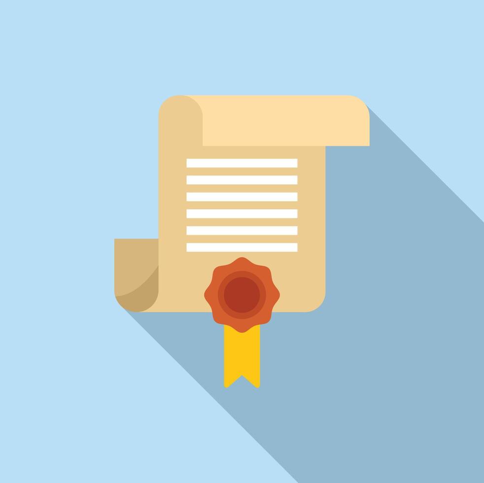 Certified document icon with long shadow vector