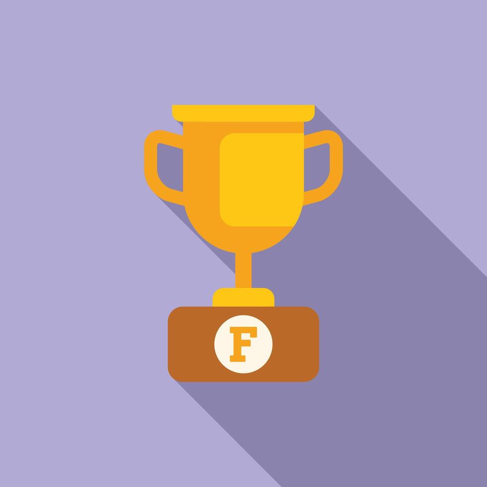Golden trophy with letter f on prize stand vector