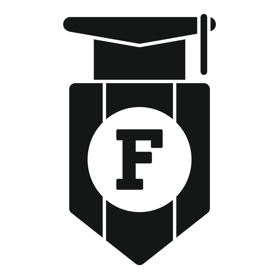 Academic emblem with letter f and graduation cap icon vector