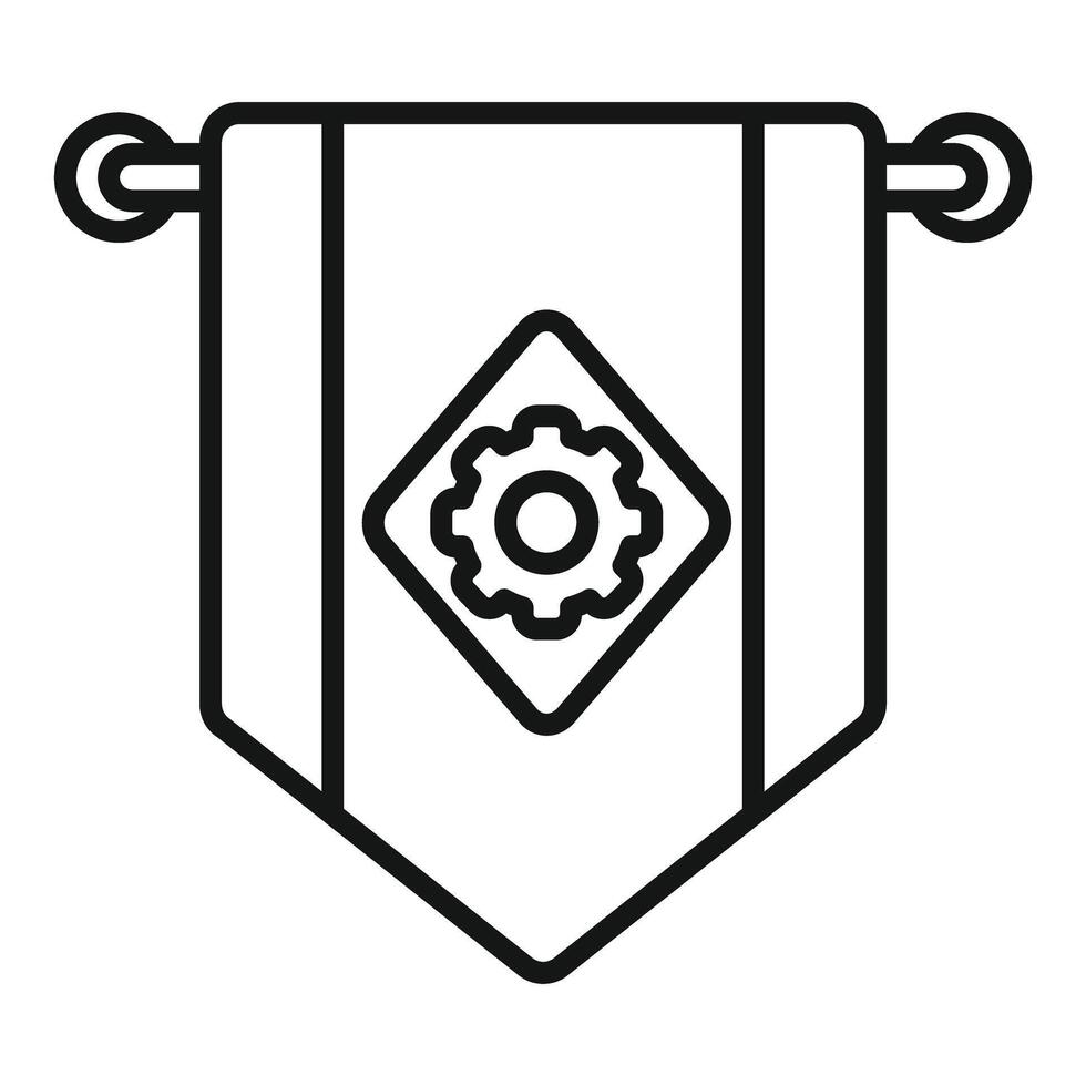 Medieval banner with gear emblem illustration vector