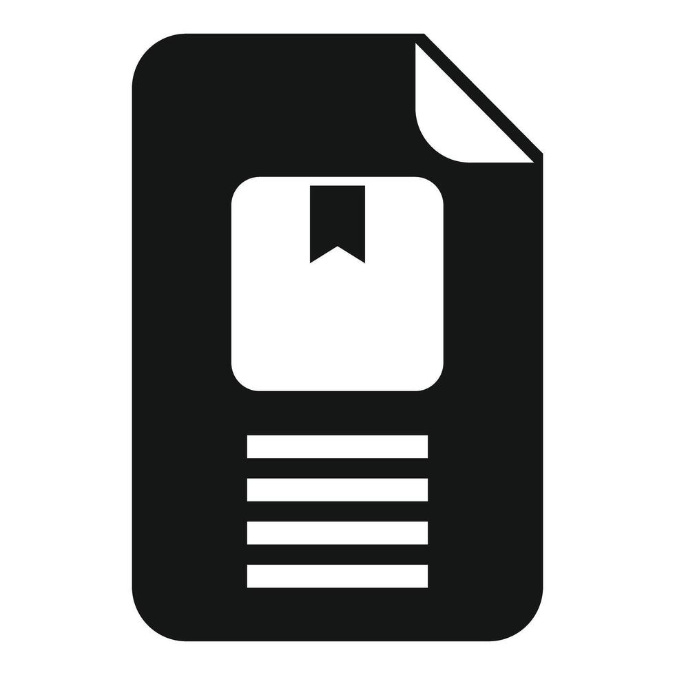 Black and white icon of a bookmark on document vector