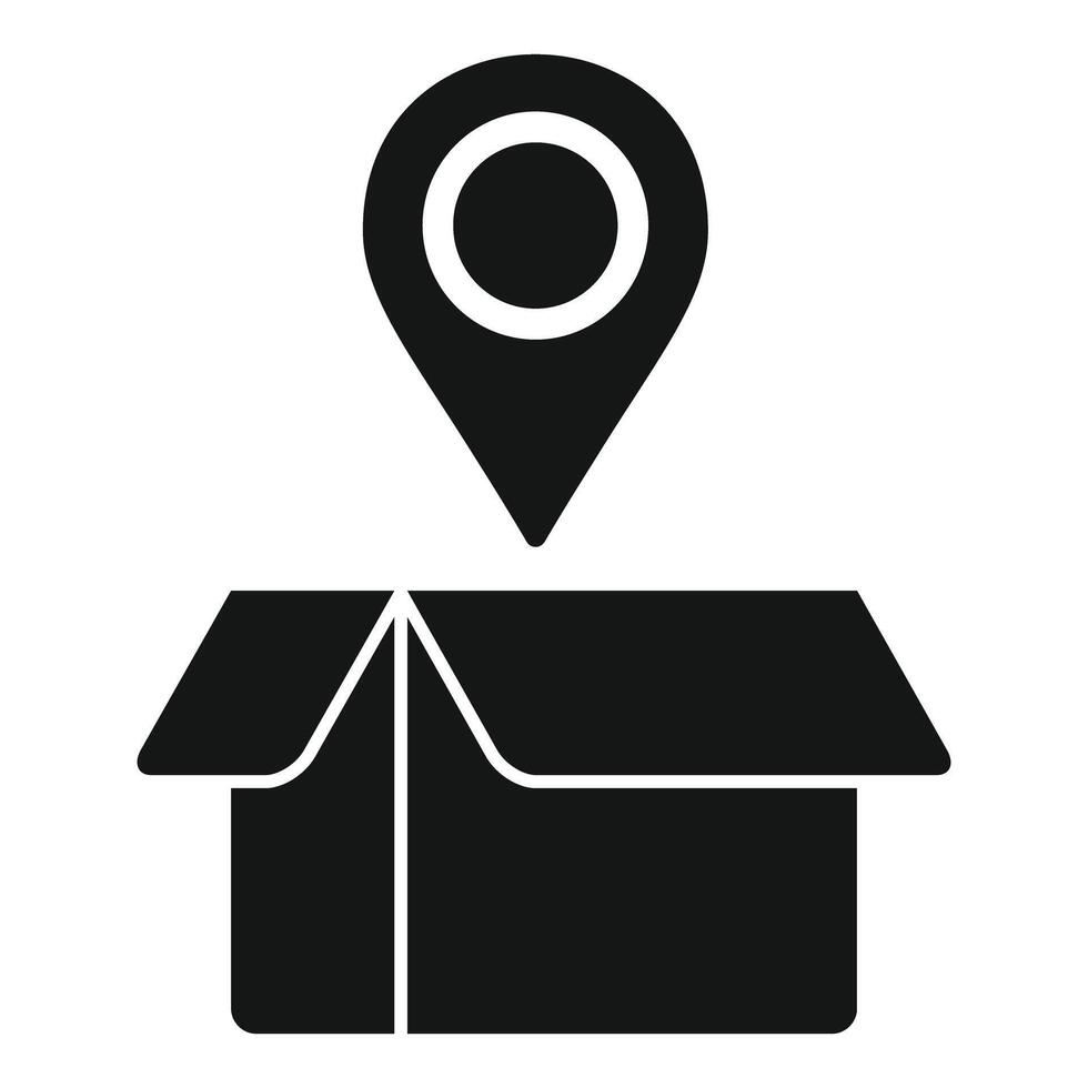 Location pin over cardboard box icon vector