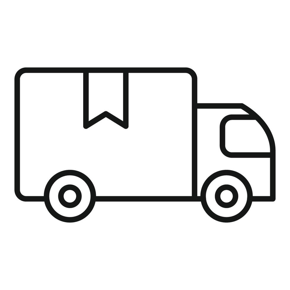 Simple black line icon of a delivery truck, perfect for logistics and shipping concepts vector