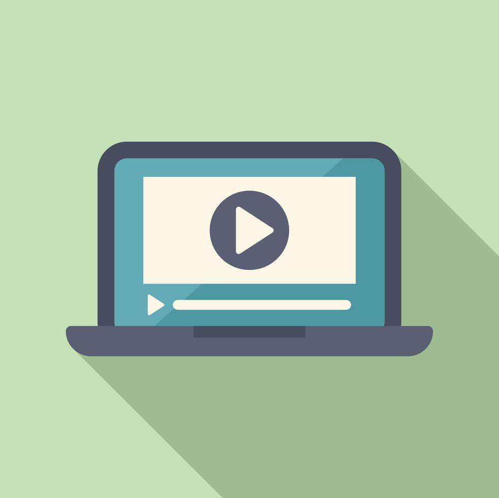 Modern laptop with play icon on screen vector