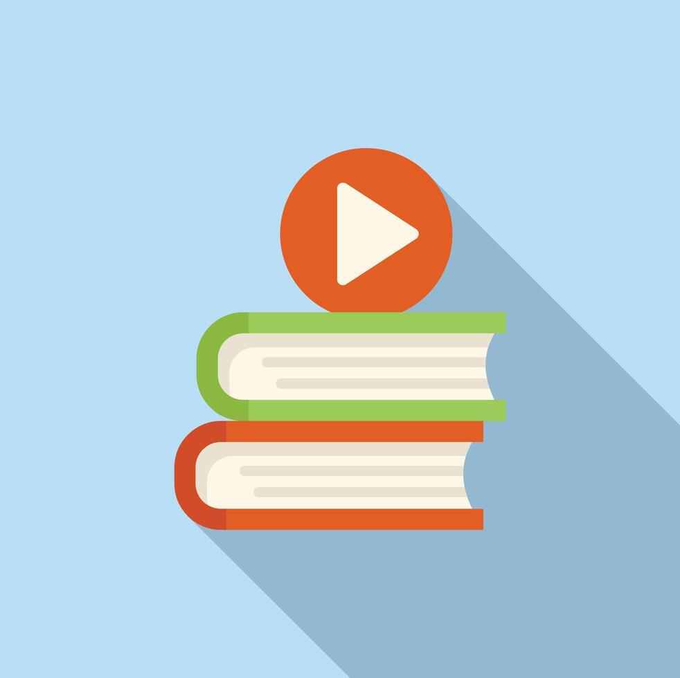 Online education concept with books and play icon vector