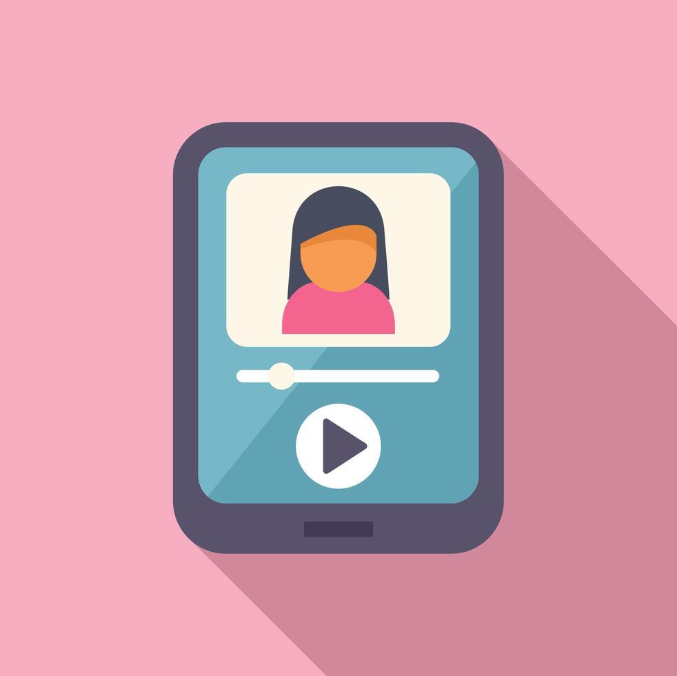 Digital female avatar on mobile screen vector