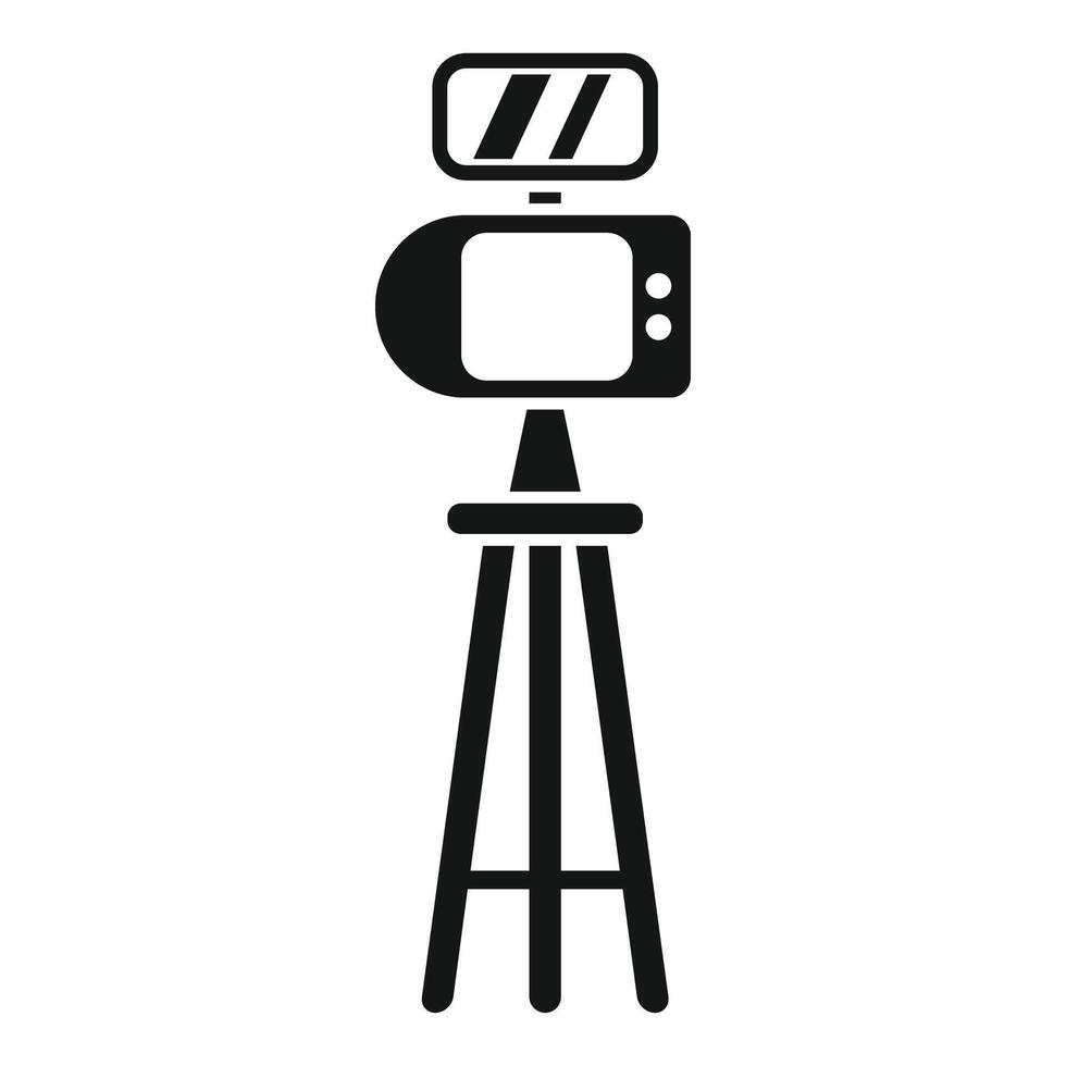 Vintage camera on tripod silhouette vector