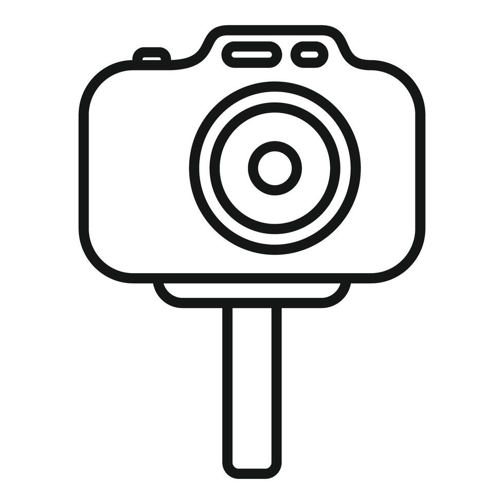 Black and white icon of a camera on a stick vector