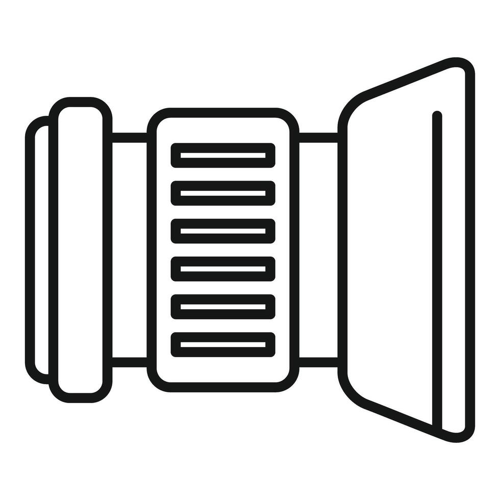 Line art illustration of a camera lens with an open shutter, ideal for icons and logos vector
