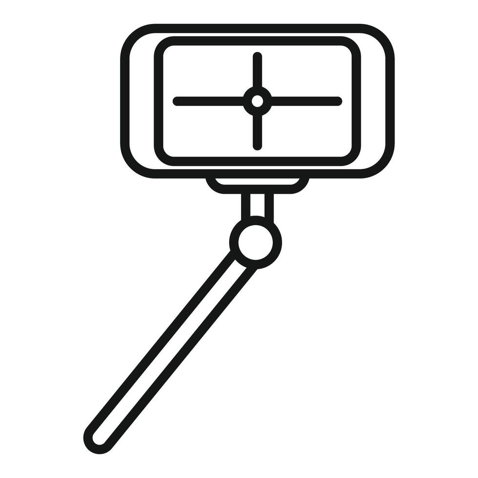 Line art icon showing a minimalist selfie stick design suitable for various applications vector