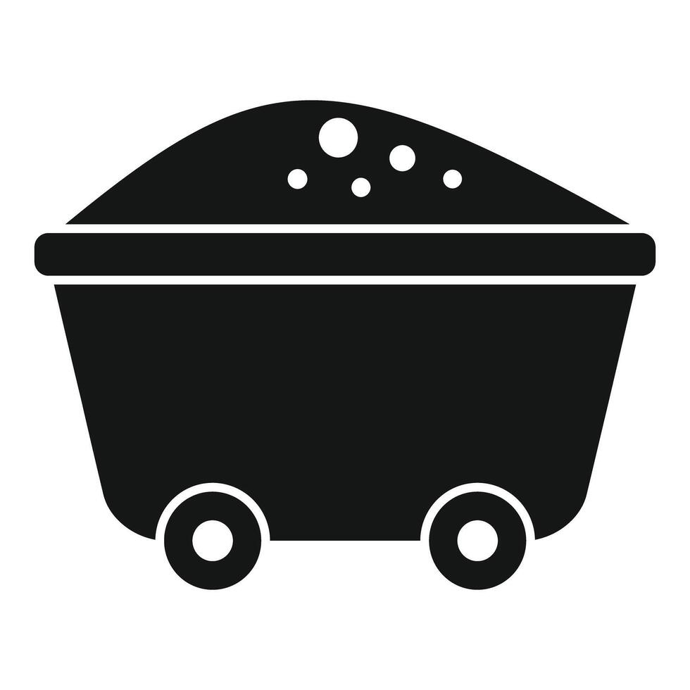 A simple illustration of a coal mine cart in silhouette vector