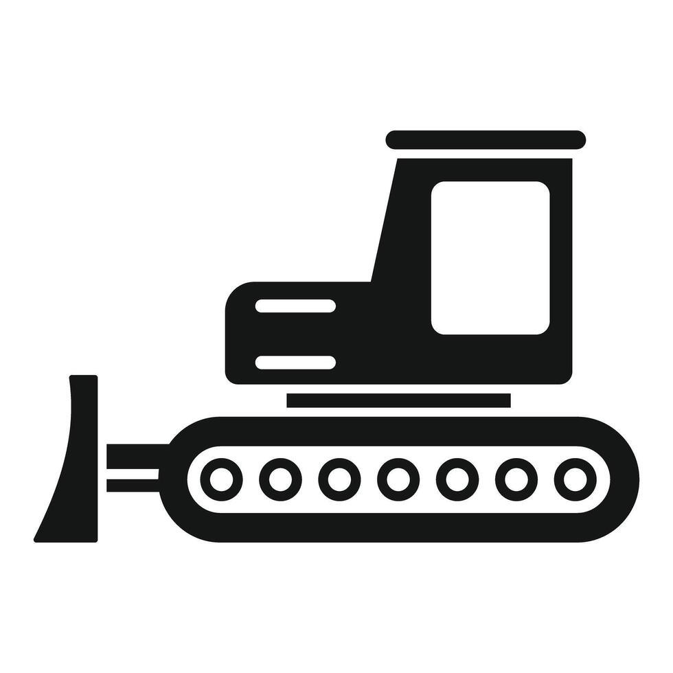 Black silhouette of a bulldozer icon vector