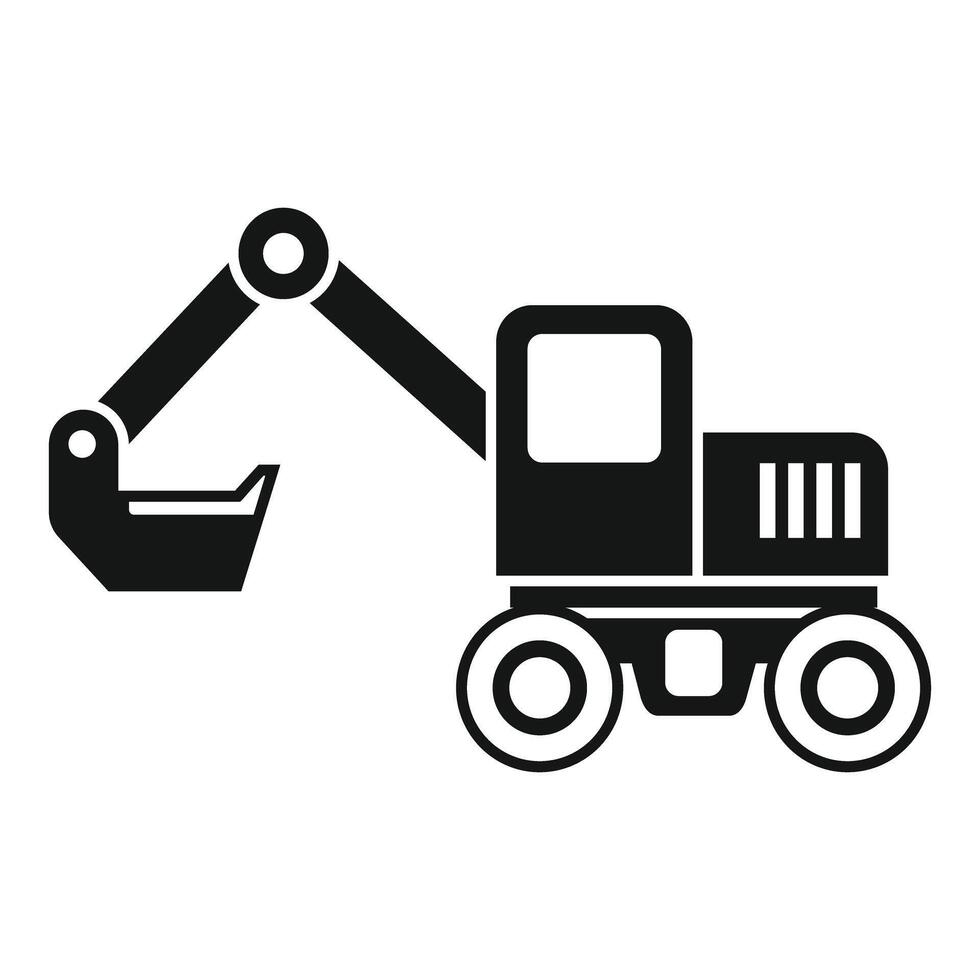 Black and white graphic of a stylized excavator for construction themes vector
