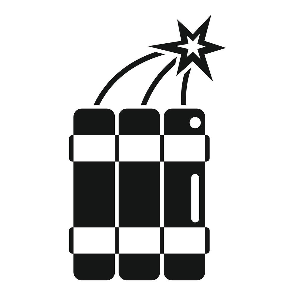 Black and white illustration of a stick of dynamite with a lit fuse vector