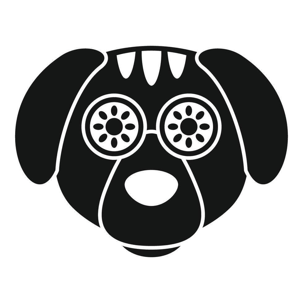 Black and white cartoon dog face icon vector