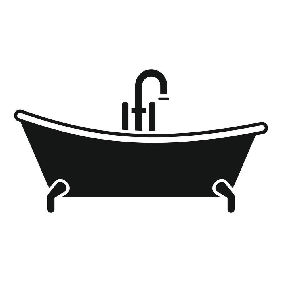 Classic black silhouette of a freestanding clawfoot bathtub with faucet, ideal for bathroom decor themes vector