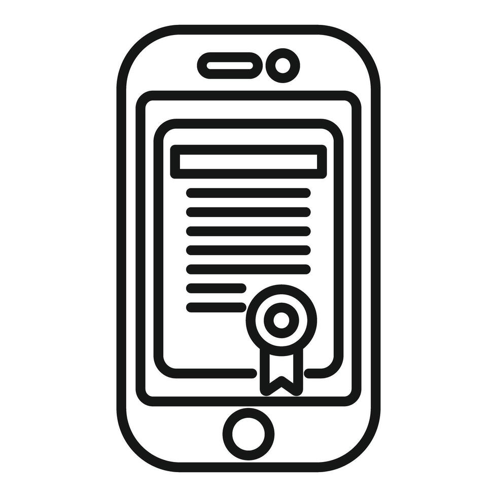Electronic diploma certificate icon on smartphone vector