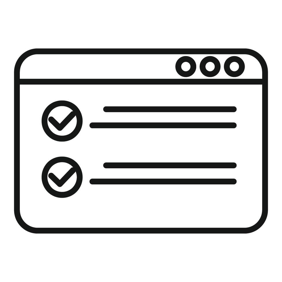 Outline icon of a checklist on a web browser vector