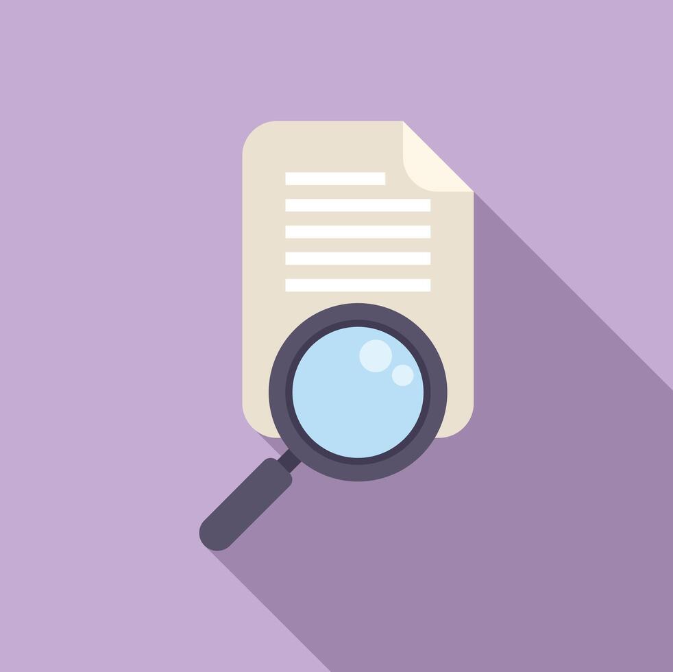 illustration of a magnifying glass over a document, symbolizing text review or analysis vector