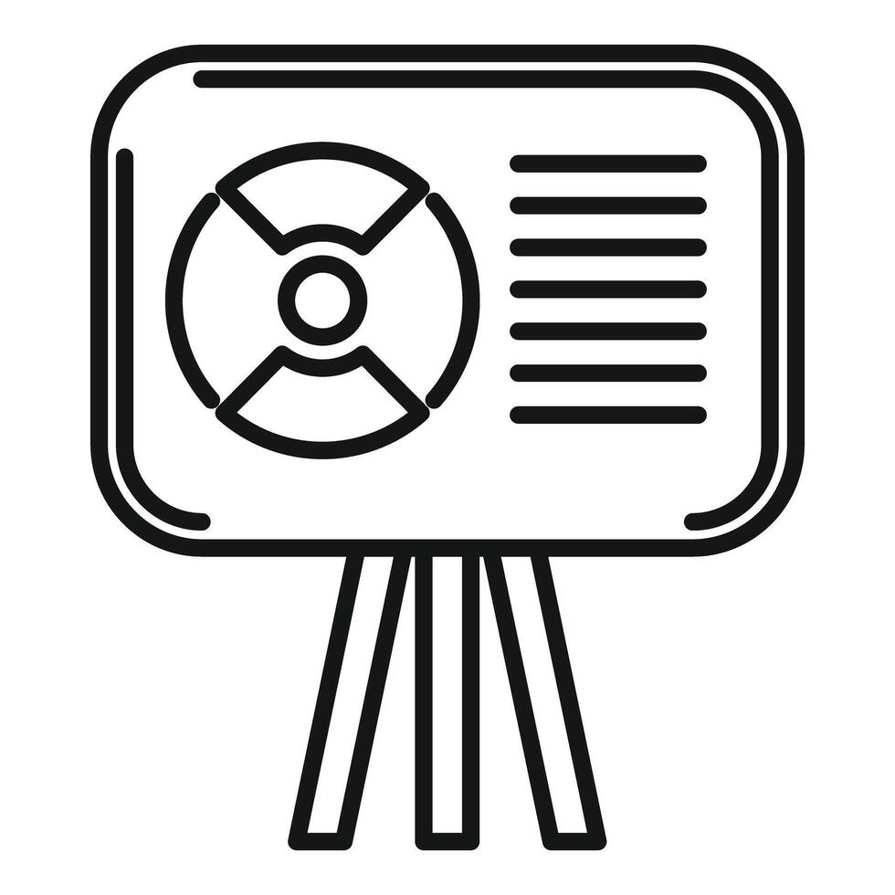 Outline of presentation board with graphs and diagram icon vector
