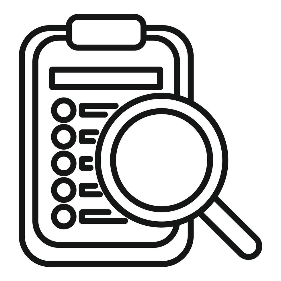 Detailed icon of clipboard and magnifying glass vector
