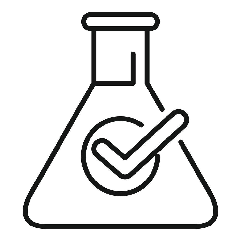 Laboratory flask with checkmark icon vector