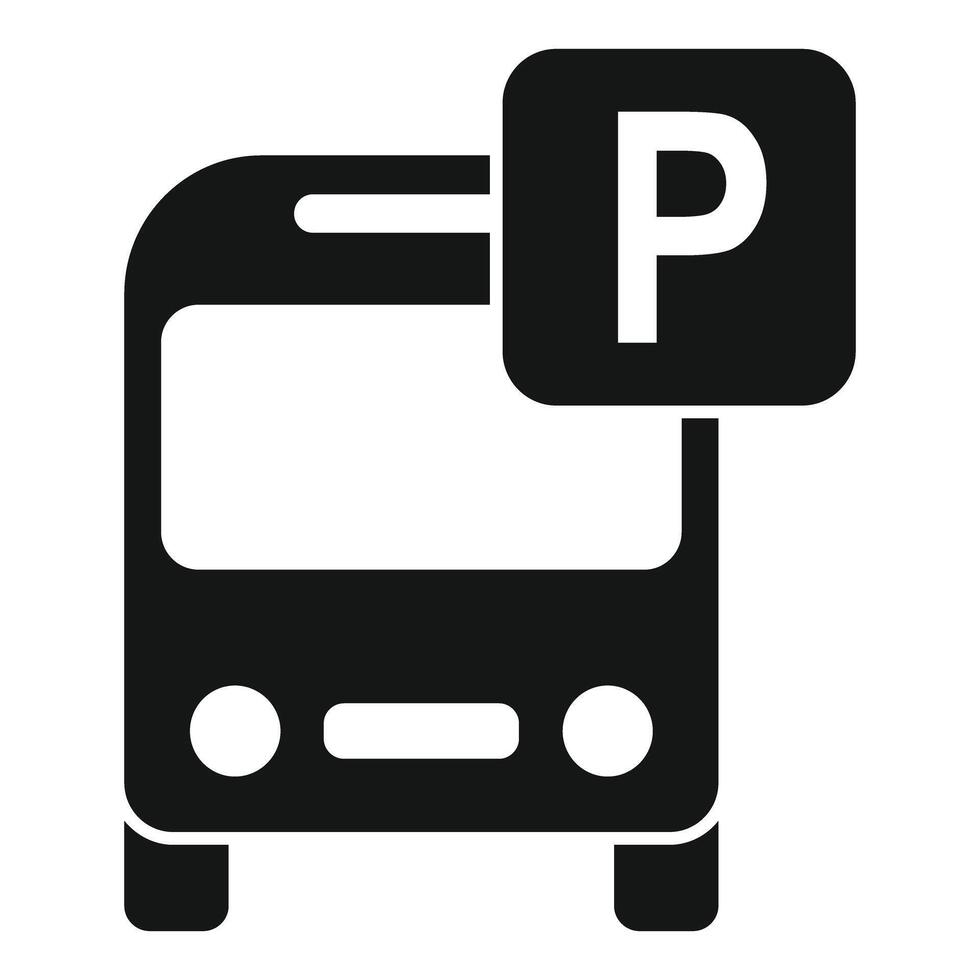 Simple black and white icon for bus parking vector