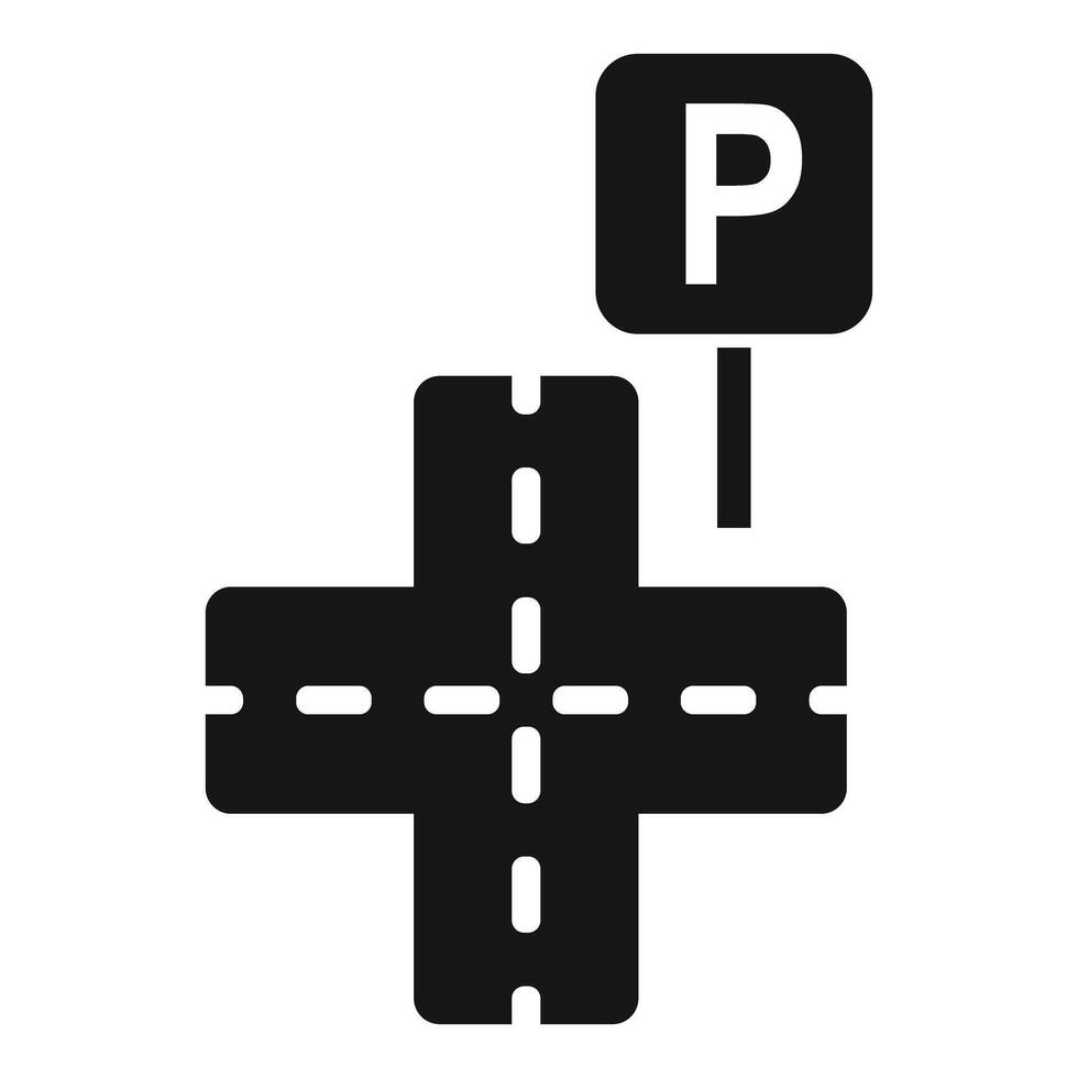 Parking sign icon at intersection vector