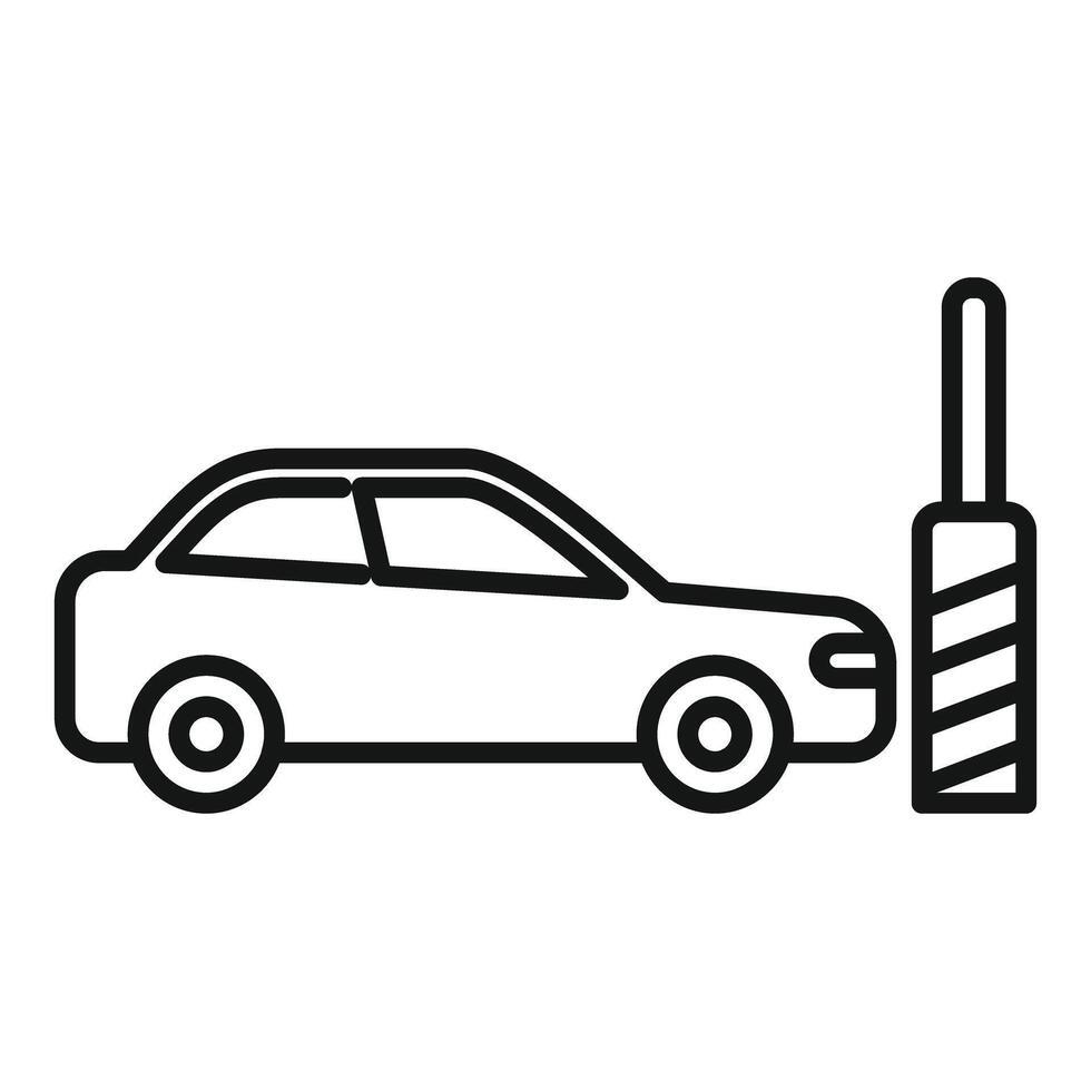 Black and white icon of a car beside a tire inflator vector