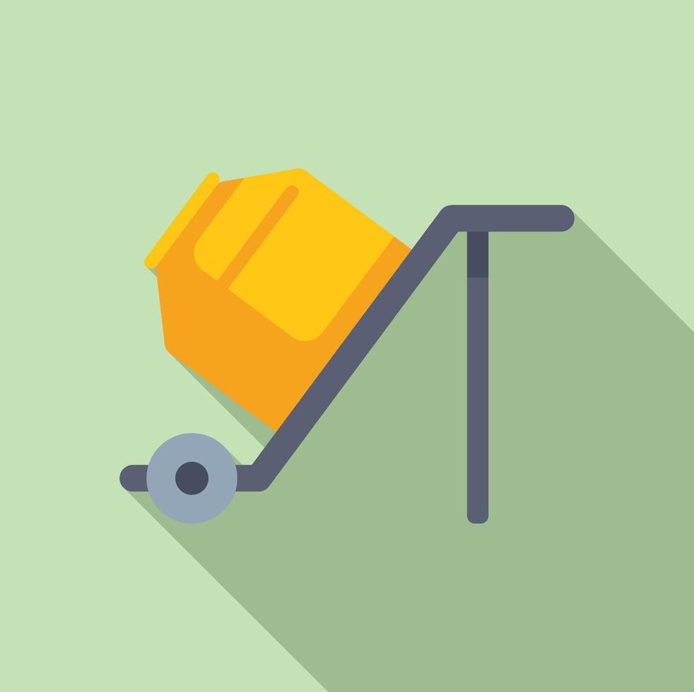 illustration of yellow wheelbarrow on green background vector