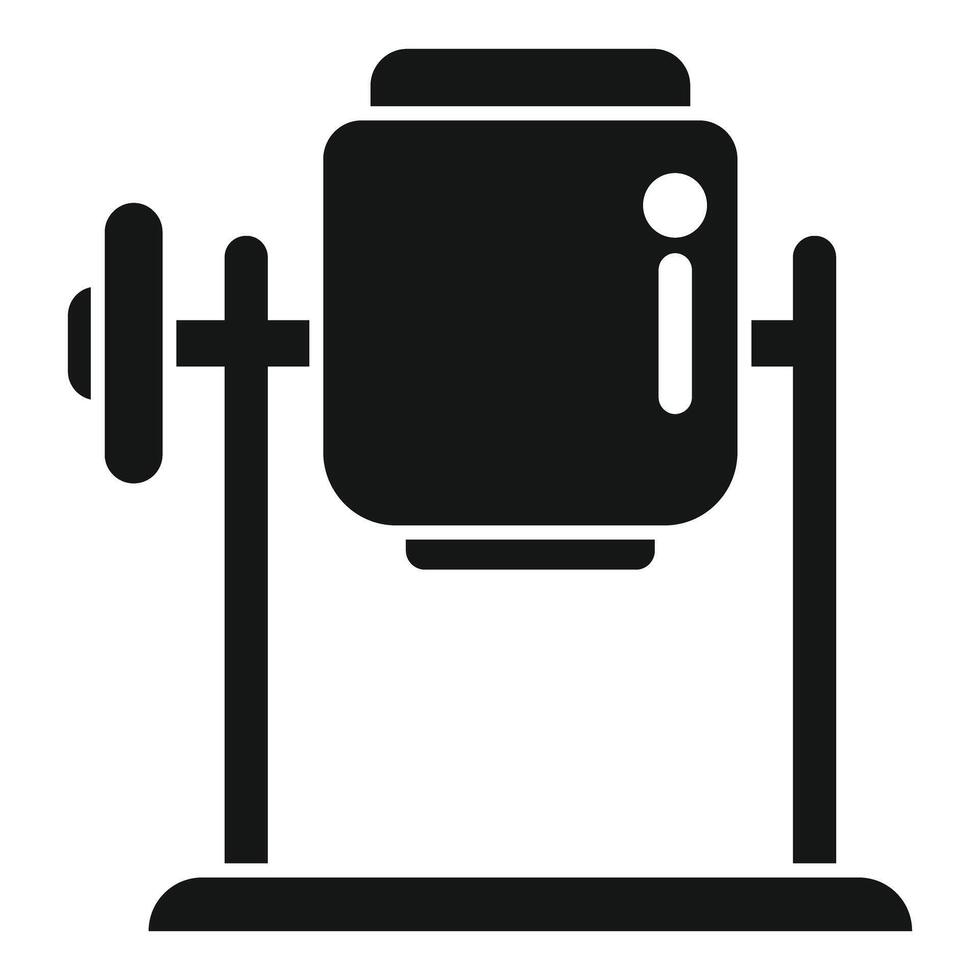 Black isolated icon of a weight bench with a barbell, representing exercise equipment vector