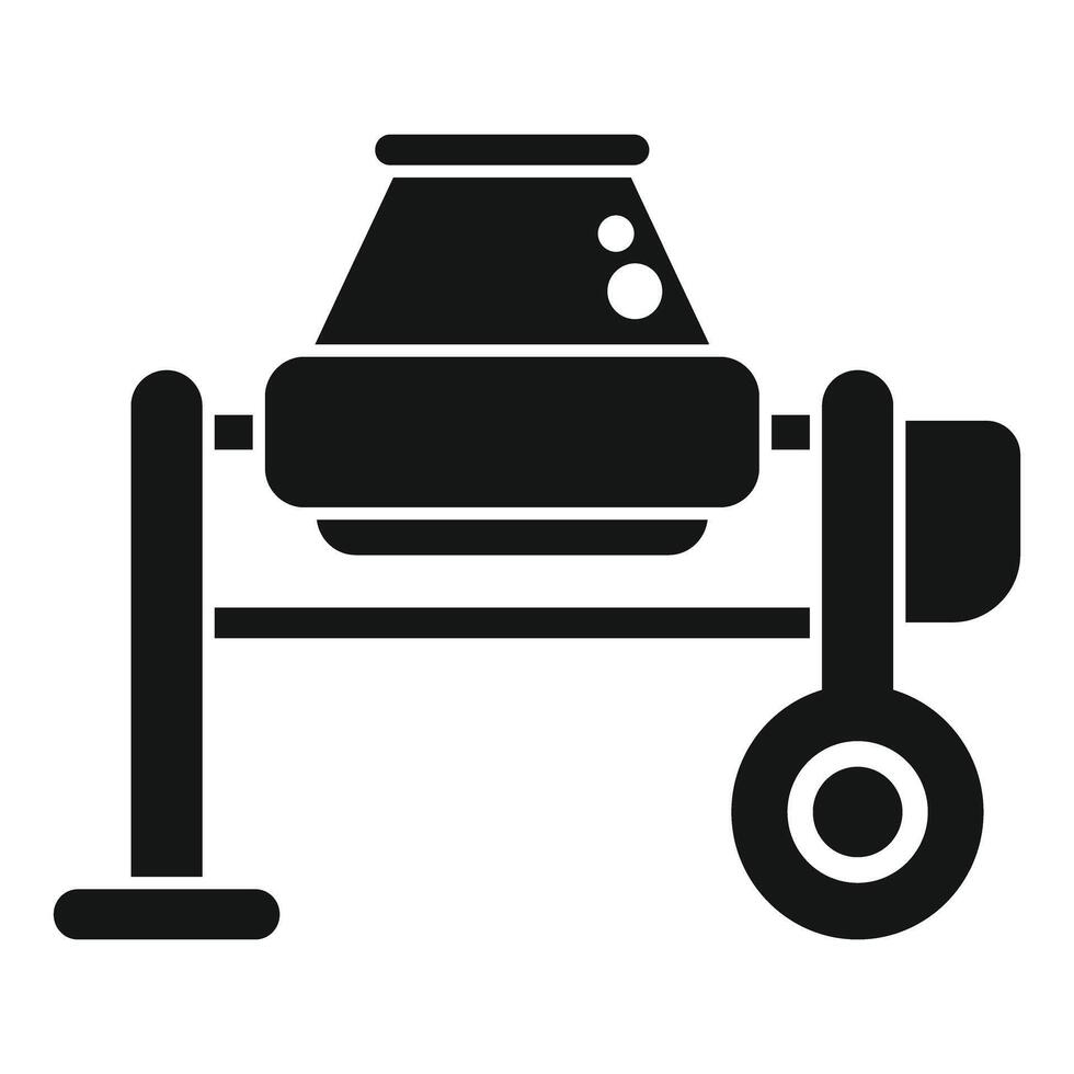 illustration of a simplified black concrete mixer icon on a white background vector