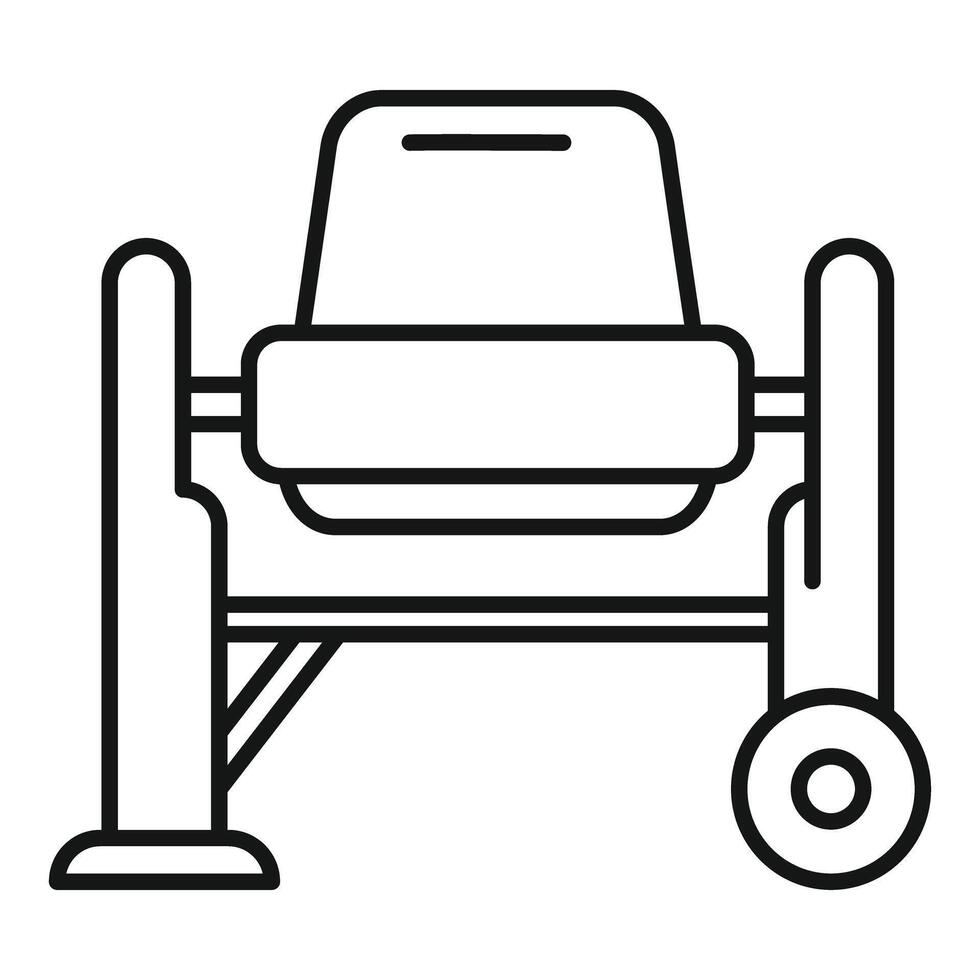 Black and white line art of a gym bench press vector