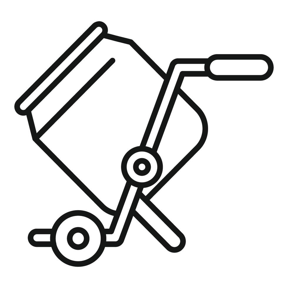Black and white line art illustration of a handdrawn concrete mixer vector