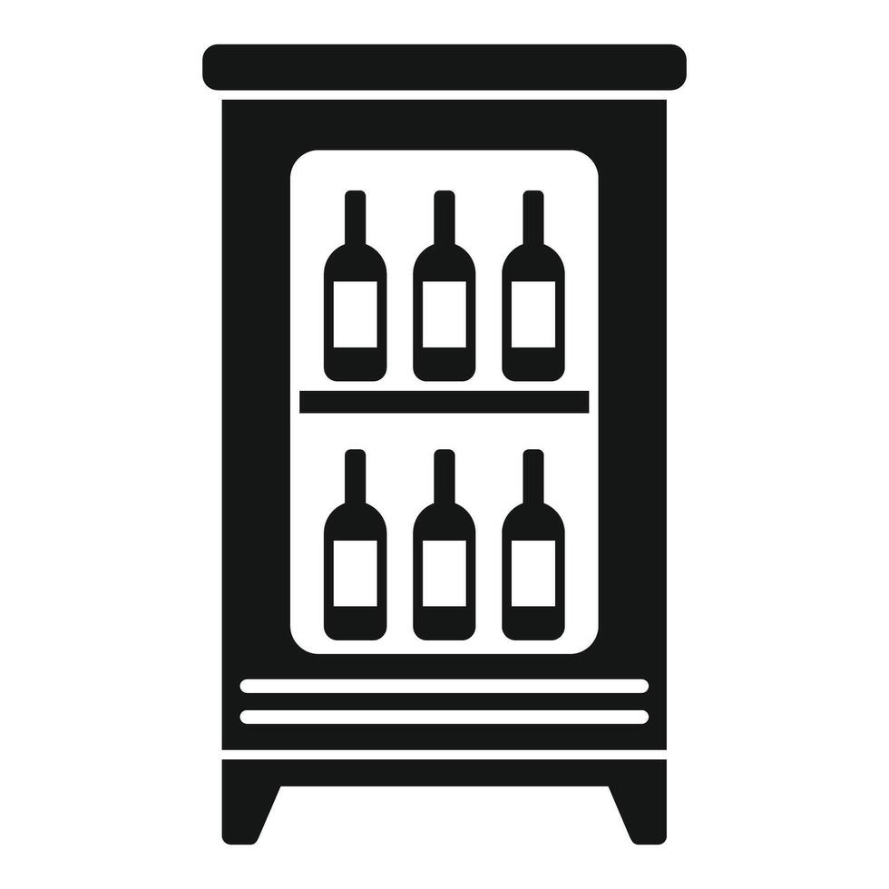 Simplistic black and white design of a wine cooler with bottles vector
