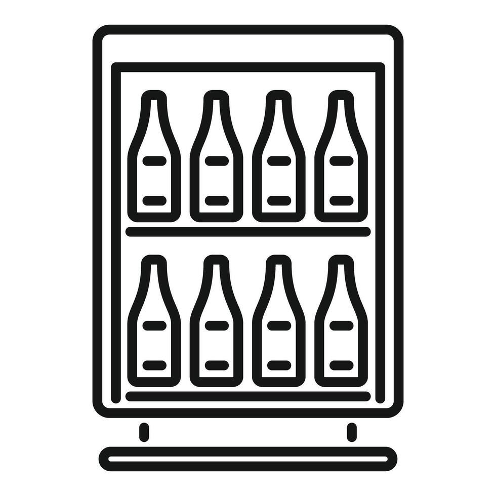 Refrigerator with bottles line icon vector