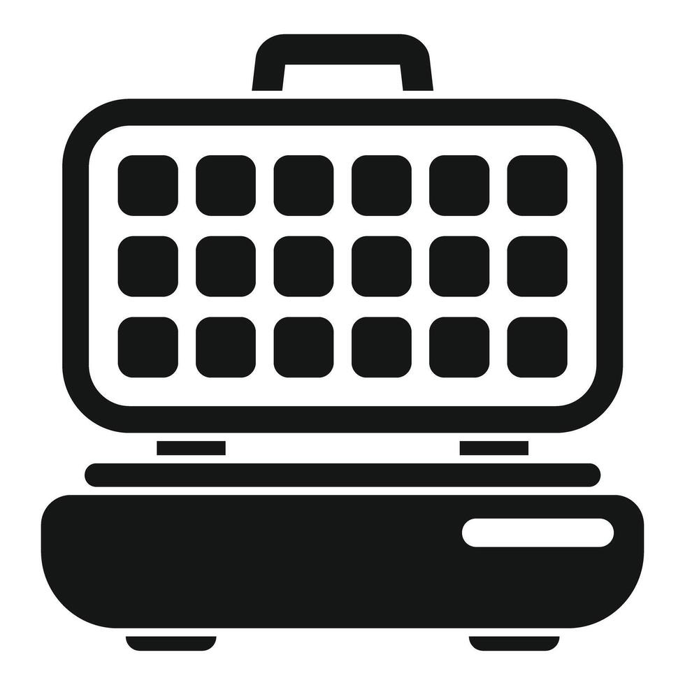 Simplified black and white icon of a waffle maker, perfect for kitchen appliance designs vector
