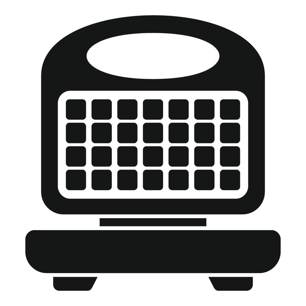 Black silhouette of a classic retro radio with speaker and knobs on a white background vector