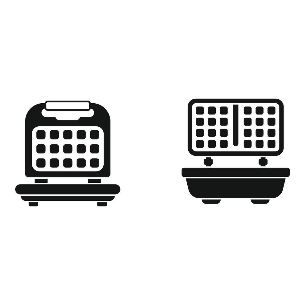 Laptop vs. Waffle iron icon set vector